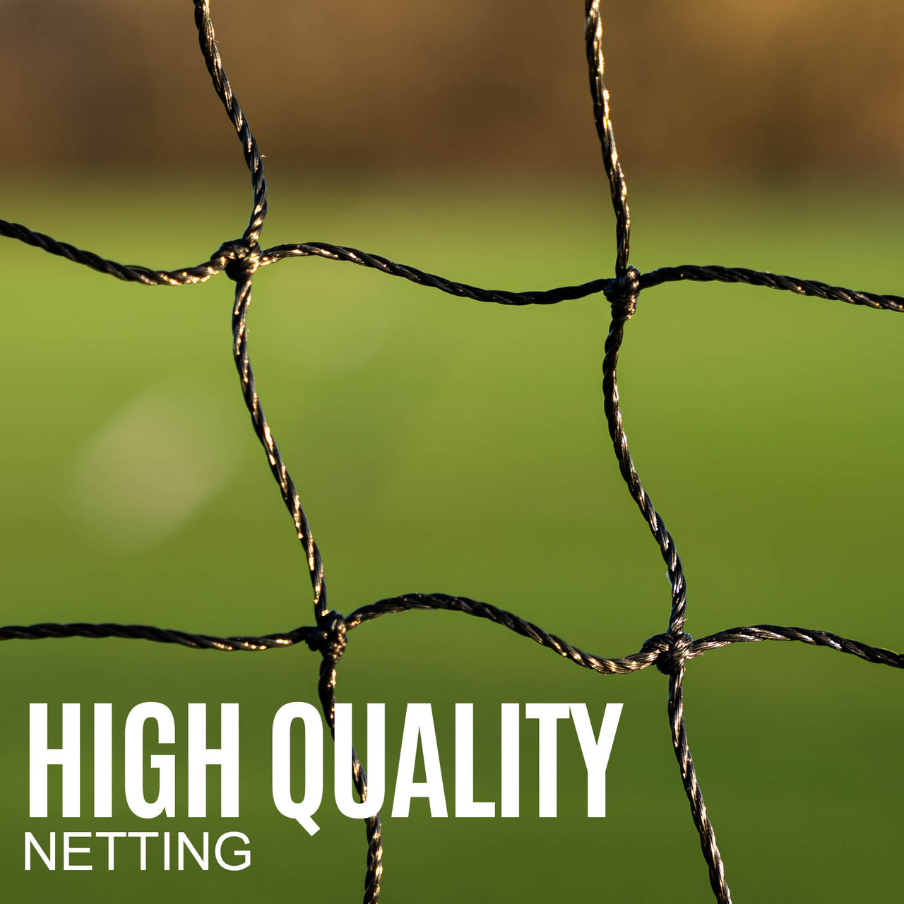Close-up of high quality netting with a blurred green background