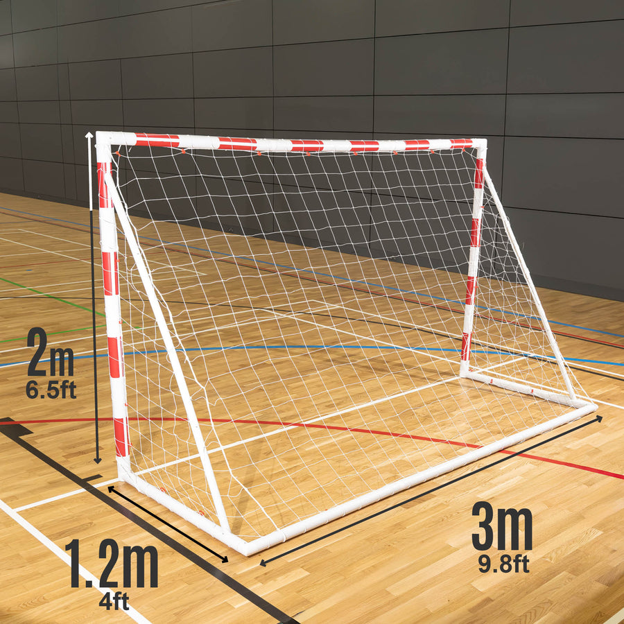 Handball goal with dimensions on a court