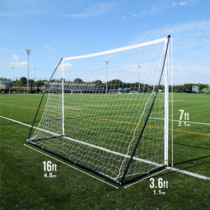 KICKSTER Elite Portable Football Goal 16x7' - QUICKPLAY - 16x7 3.6 5x2 7 a side 9 a side adult astro football football goal has-spares instructions kickster Kickster Elite large portable Senior (16yrs+) SUMMER Teens (13yrs+)
