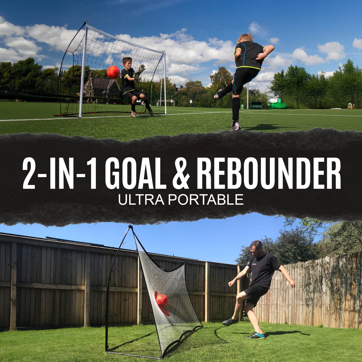 KICKSTER 2-in-1 Football Goal / Rebounder 8x5'