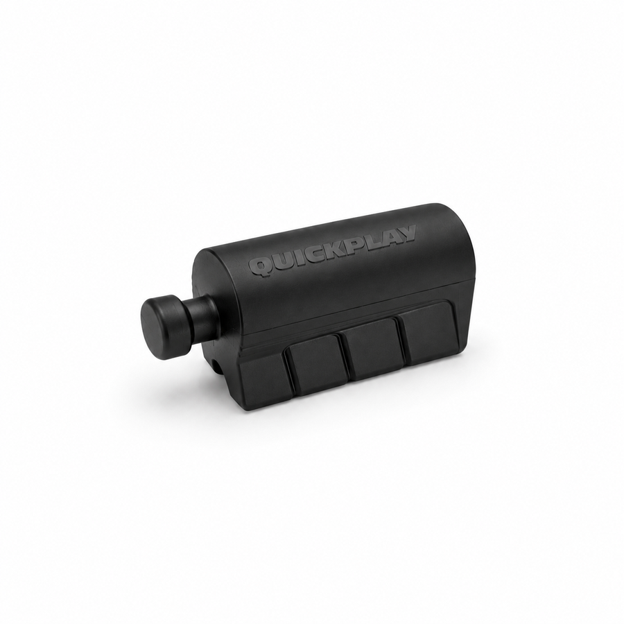 Single black QUICKPLAY branded KICKSTER Elite post hook on a white background.
