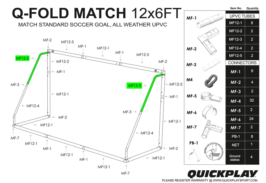 Spare Part - Tube - Q-FOLD Match 12x6' - MF 12-3