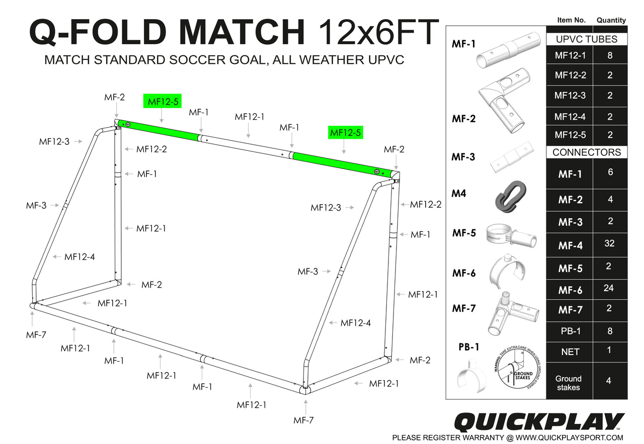Spare Part - Tube - Q-FOLD & Q-FOLD Match 12x6' - MF 12-5