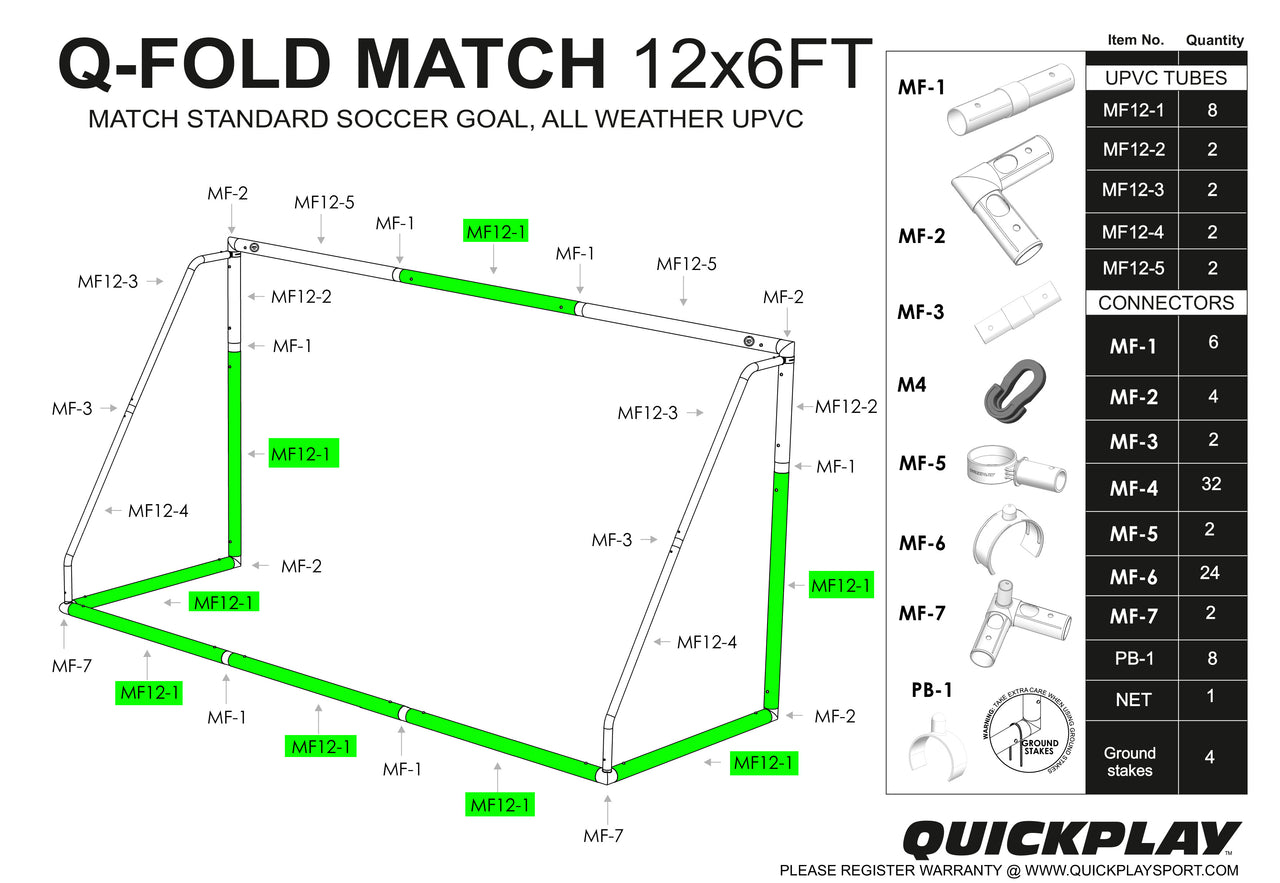 Spare Part - Tube - Q-FOLD & Q-FOLD Match 12x6' - MF 12-1