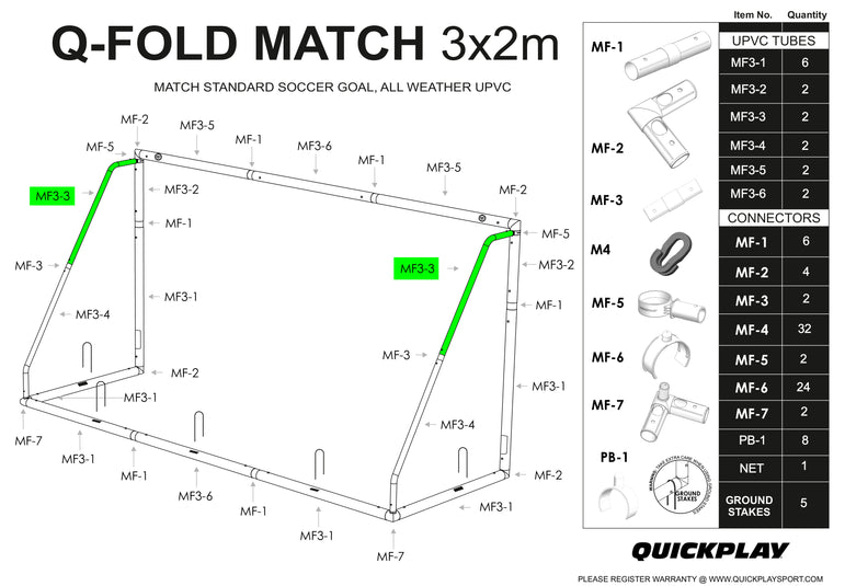 Spare Part - TUBE - Q-FOLD MATCH 3X2M - MF3-3