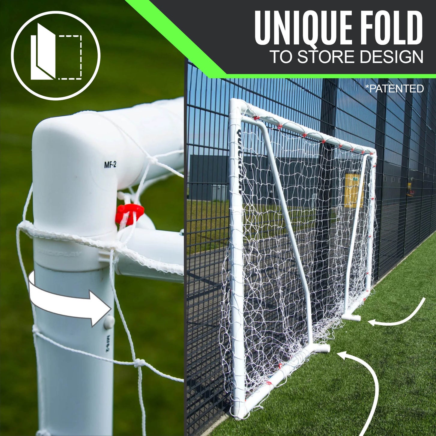 Q-FOLD Match Folding Football Goal 16x7'