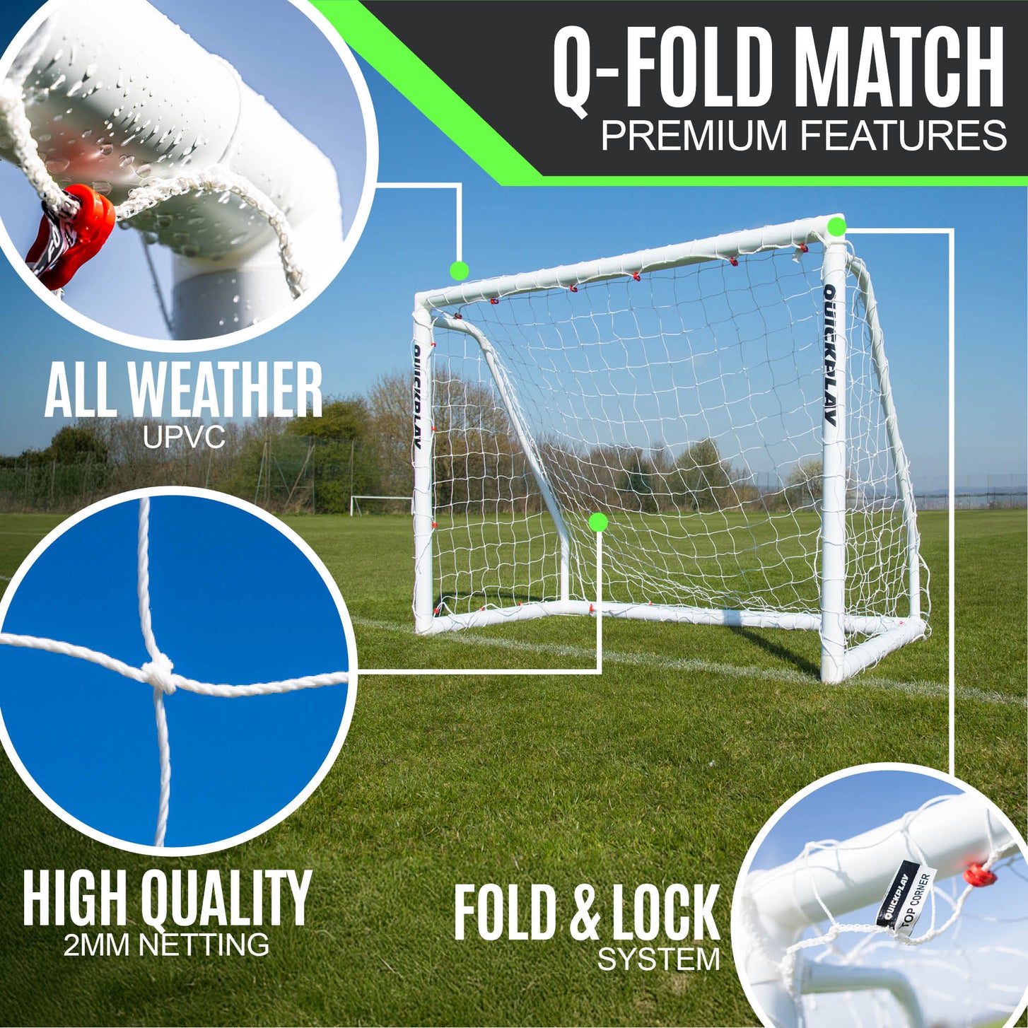 Q-FOLD Match Folding Football Goal 16x7'