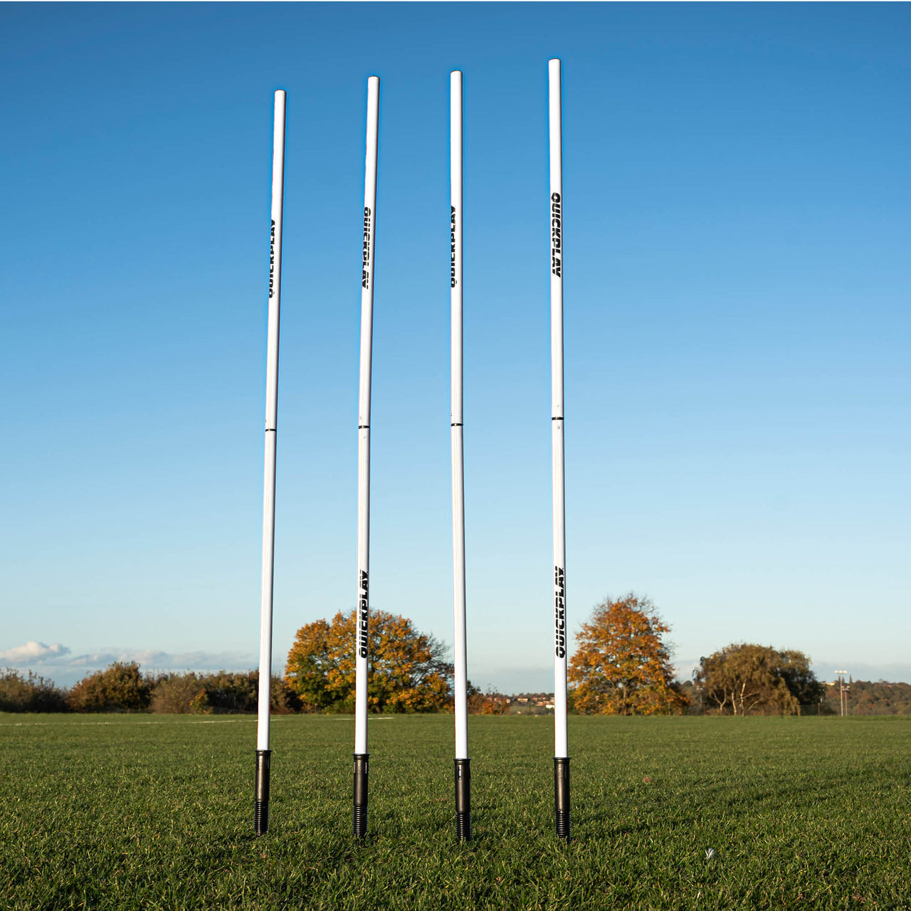 Training Poles for Grass or Astro (Set of 4) Bundle White Stake (sprung)