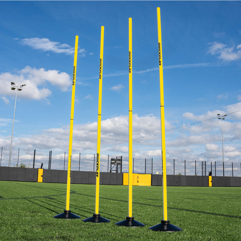 Training Poles for Grass or Astro (Set of 4) Bundle Yellow Rubber Base