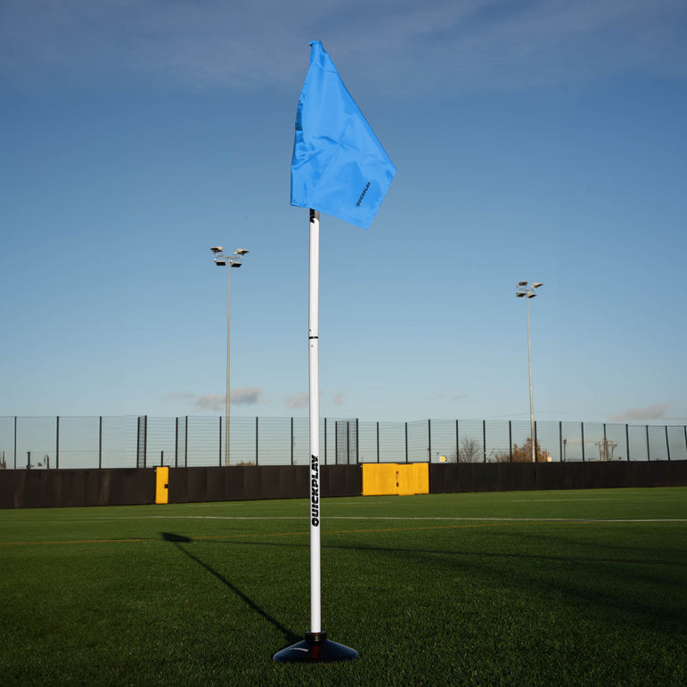 Foldable Corner Flag & Poles (Set of 4) (Colour & Base Options Available) Blue Rubber Base