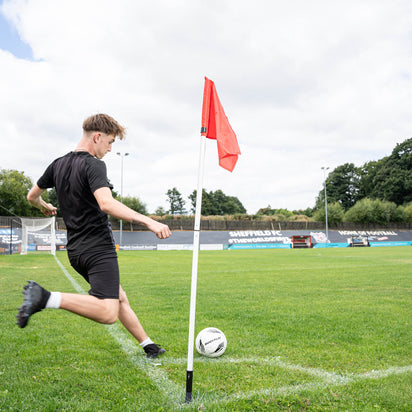 Foldable Corner Flag & Poles (Set of 4) (Colour & Base Options Available) Red Stake (sprung) - QUICKPLAY -