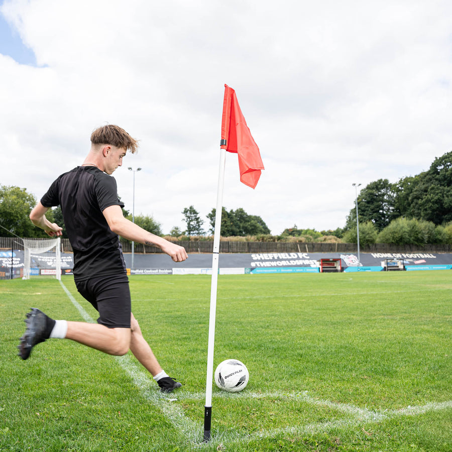 Foldable Corner Flag & Poles (Set of 4) (Colour & Base Options Available) Red Stake (sprung)