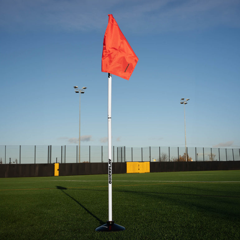 Foldable Corner Flag & Poles (Set of 4) (Colour & Base Options Available) Red Rubber Base