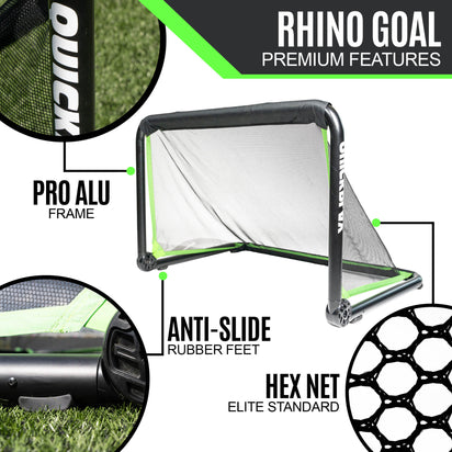 football practice goal with labeled features on a white background